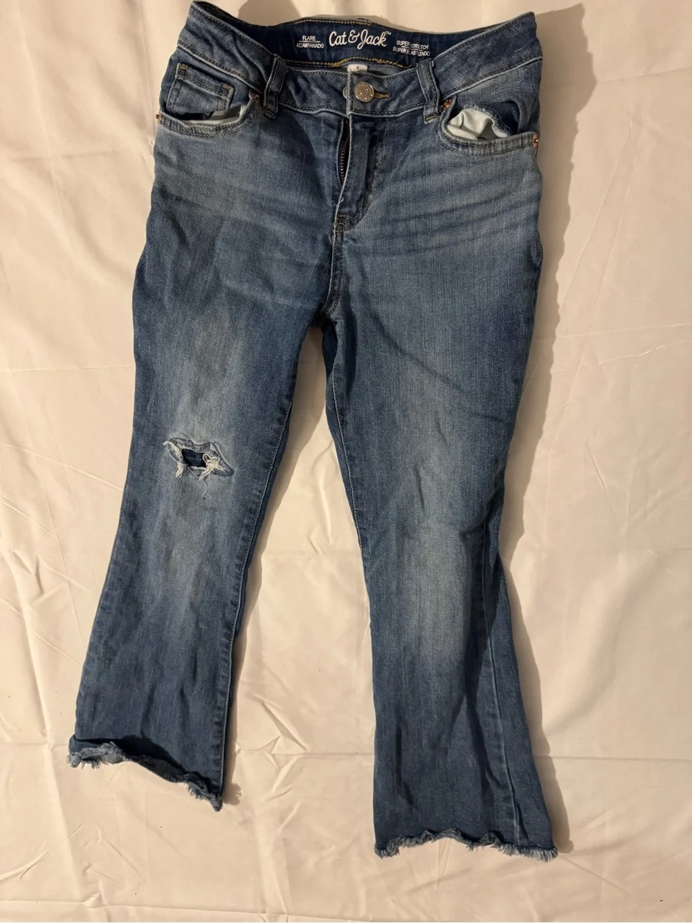 Cat & Jack Blue Flare Jeans with Distressed Knee